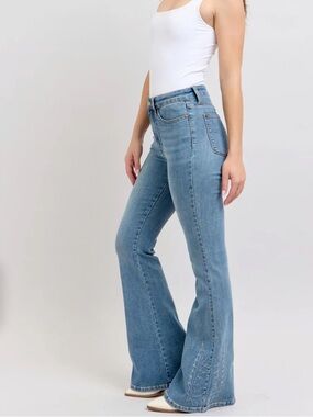 Judy Blue Western Embroidered High Waist Flare Jeans